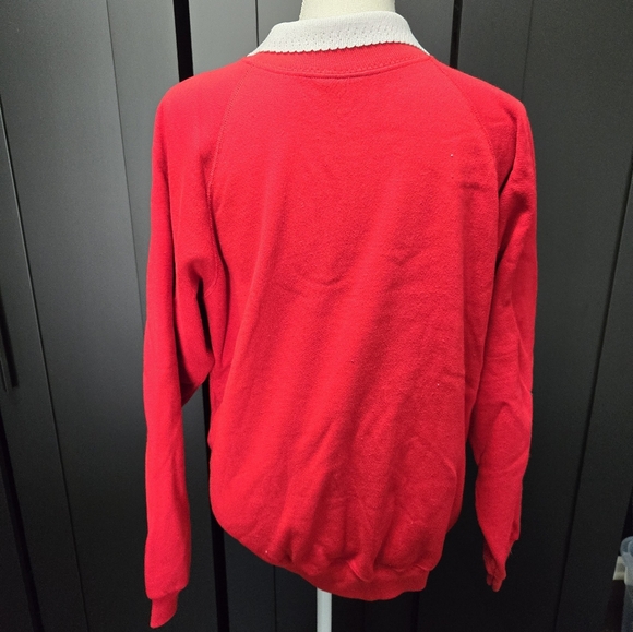 Vintage Hanes collared red and white holiday Christmas festive sweatshirt - Picture 3 of 8